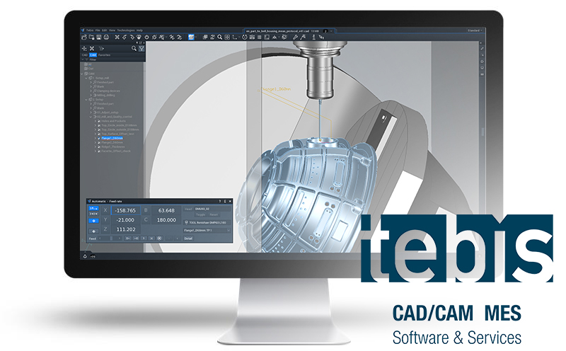 Screenshot del software Tebis AG su un computer